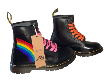 Dr. Martens 1460 Rainbow Customised Style Black Ankle Boots